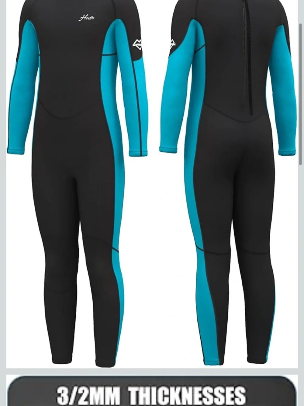 Hevto kids wetsuit 3/2mm neoprene back zip size 7 new without tags